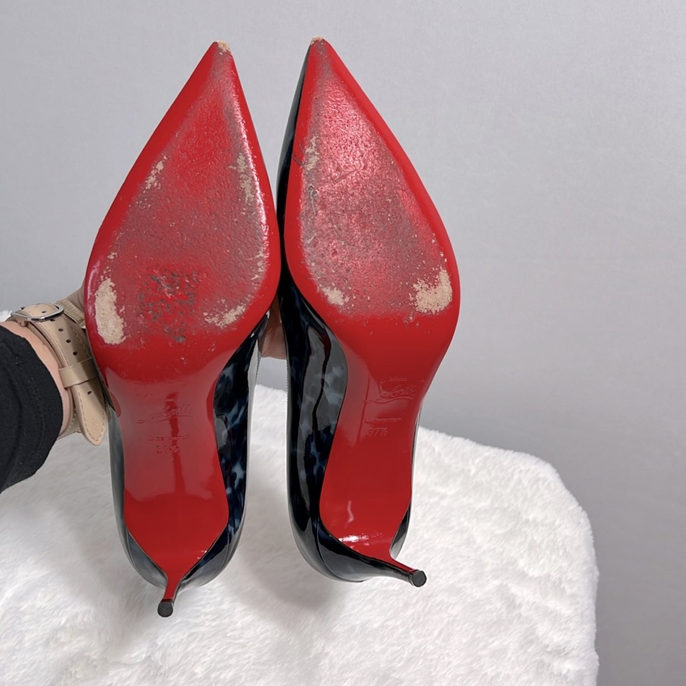 Christian Louboutin Decollete Blue Patent Leather Tortoise Print Pump size 37.5 - Picture 6 of 12